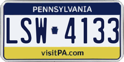 PA license plate LSW4133