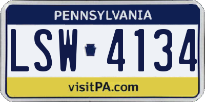 PA license plate LSW4134