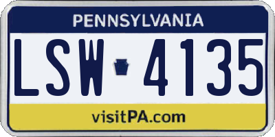 PA license plate LSW4135