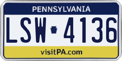 PA license plate LSW4136