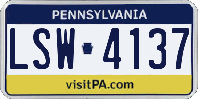 PA license plate LSW4137