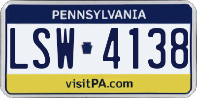 PA license plate LSW4138