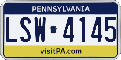 PA license plate LSW4145