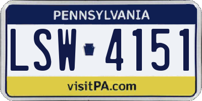PA license plate LSW4151