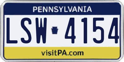 PA license plate LSW4154
