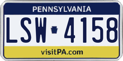 PA license plate LSW4158