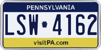 PA license plate LSW4162
