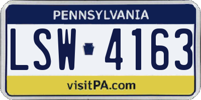 PA license plate LSW4163