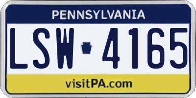 PA license plate LSW4165