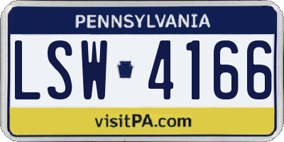 PA license plate LSW4166