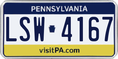 PA license plate LSW4167