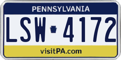 PA license plate LSW4172