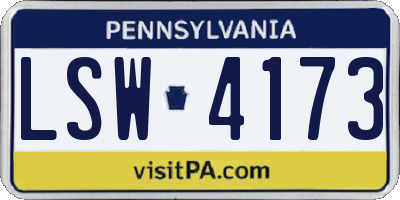 PA license plate LSW4173