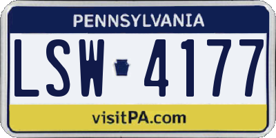 PA license plate LSW4177