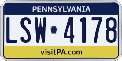 PA license plate LSW4178