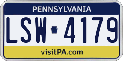 PA license plate LSW4179