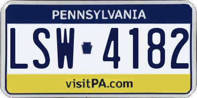 PA license plate LSW4182