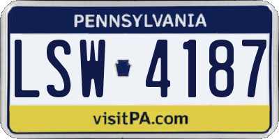 PA license plate LSW4187
