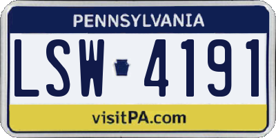PA license plate LSW4191