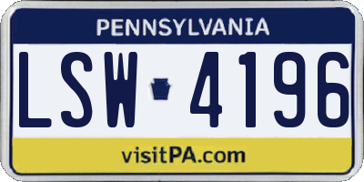 PA license plate LSW4196
