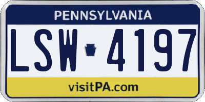 PA license plate LSW4197
