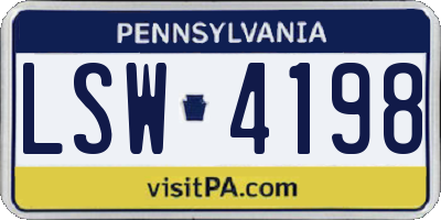 PA license plate LSW4198