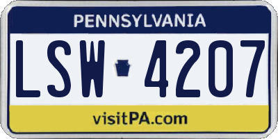 PA license plate LSW4207