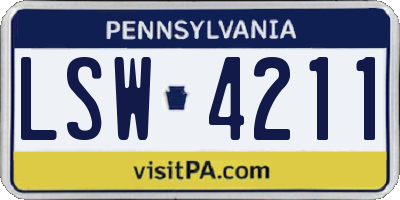 PA license plate LSW4211