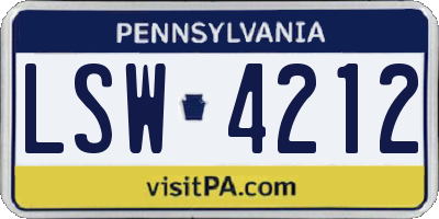 PA license plate LSW4212