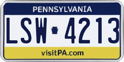 PA license plate LSW4213