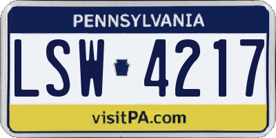 PA license plate LSW4217