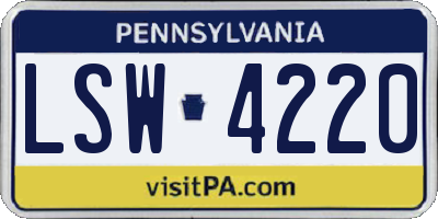 PA license plate LSW4220