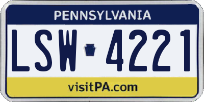 PA license plate LSW4221