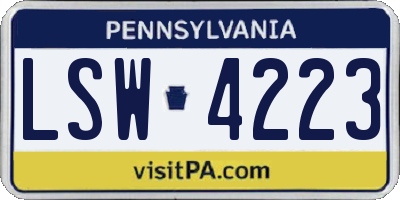 PA license plate LSW4223
