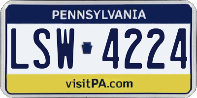 PA license plate LSW4224