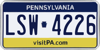 PA license plate LSW4226