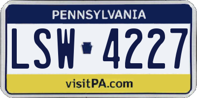 PA license plate LSW4227
