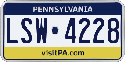 PA license plate LSW4228