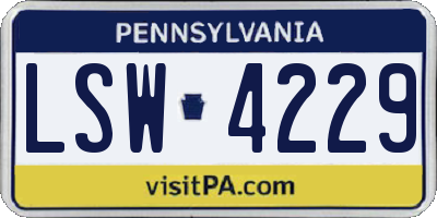 PA license plate LSW4229
