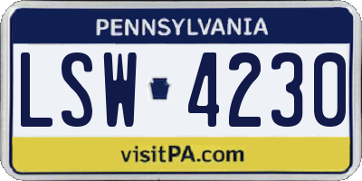PA license plate LSW4230