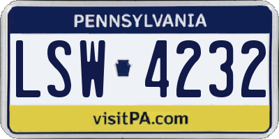 PA license plate LSW4232