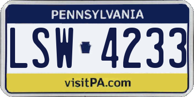 PA license plate LSW4233