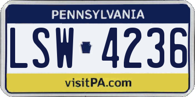PA license plate LSW4236