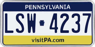 PA license plate LSW4237