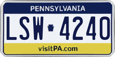 PA license plate LSW4240