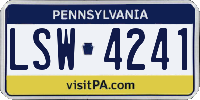 PA license plate LSW4241