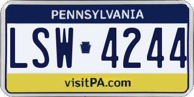 PA license plate LSW4244