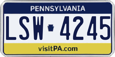 PA license plate LSW4245