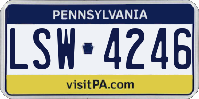 PA license plate LSW4246