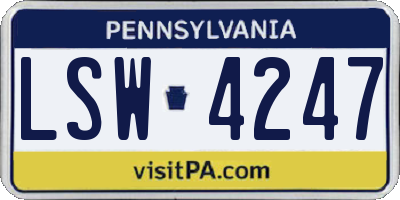 PA license plate LSW4247